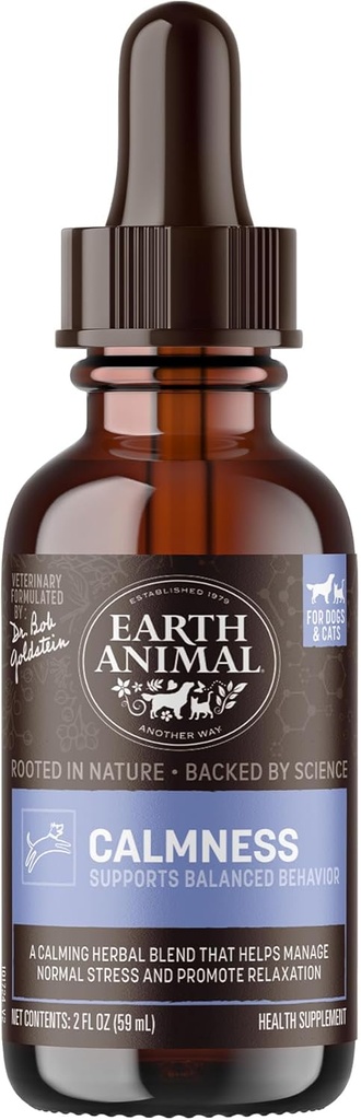 Earth Animal Apothecary Liquid Supplement - Pokoj bylinné prostriedky pre psy a mačky - 2 fl oz
