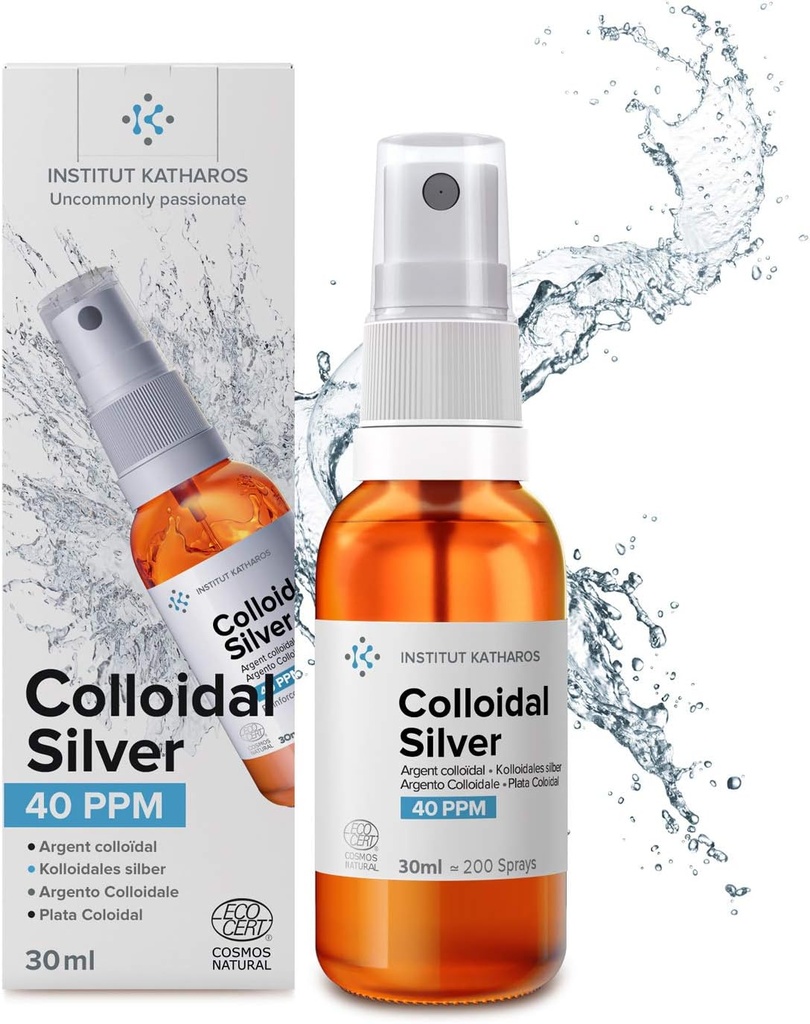 Koloidný strieborný vreckový sprej 40 PPM 1/3 fl oz ● Ecocert Cosmos Natural ● Superior Concentration, Menšie častice = lepšie výsledky ● Certifikované 3 nezávislými laboratóriami