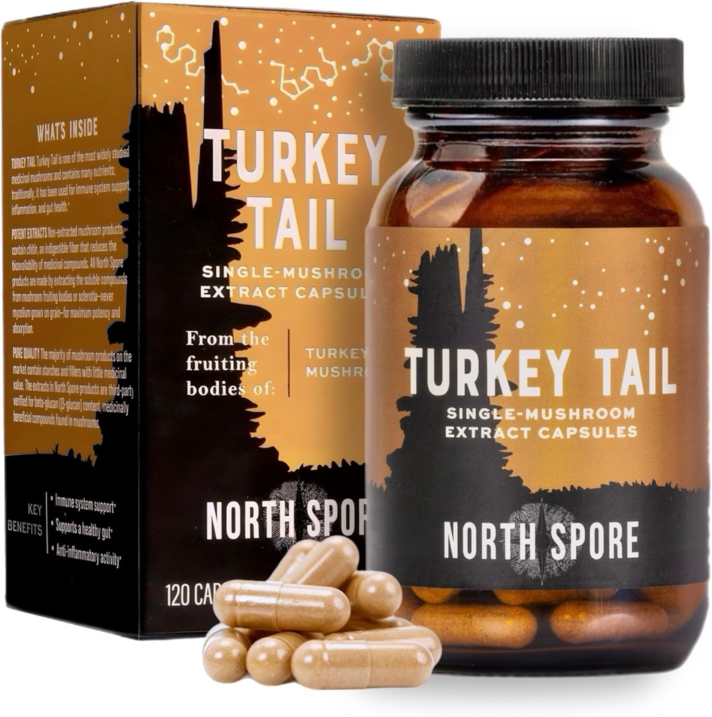 North Spore Organic Turkey Tail Extract Mushroom Supplement Kapsule 