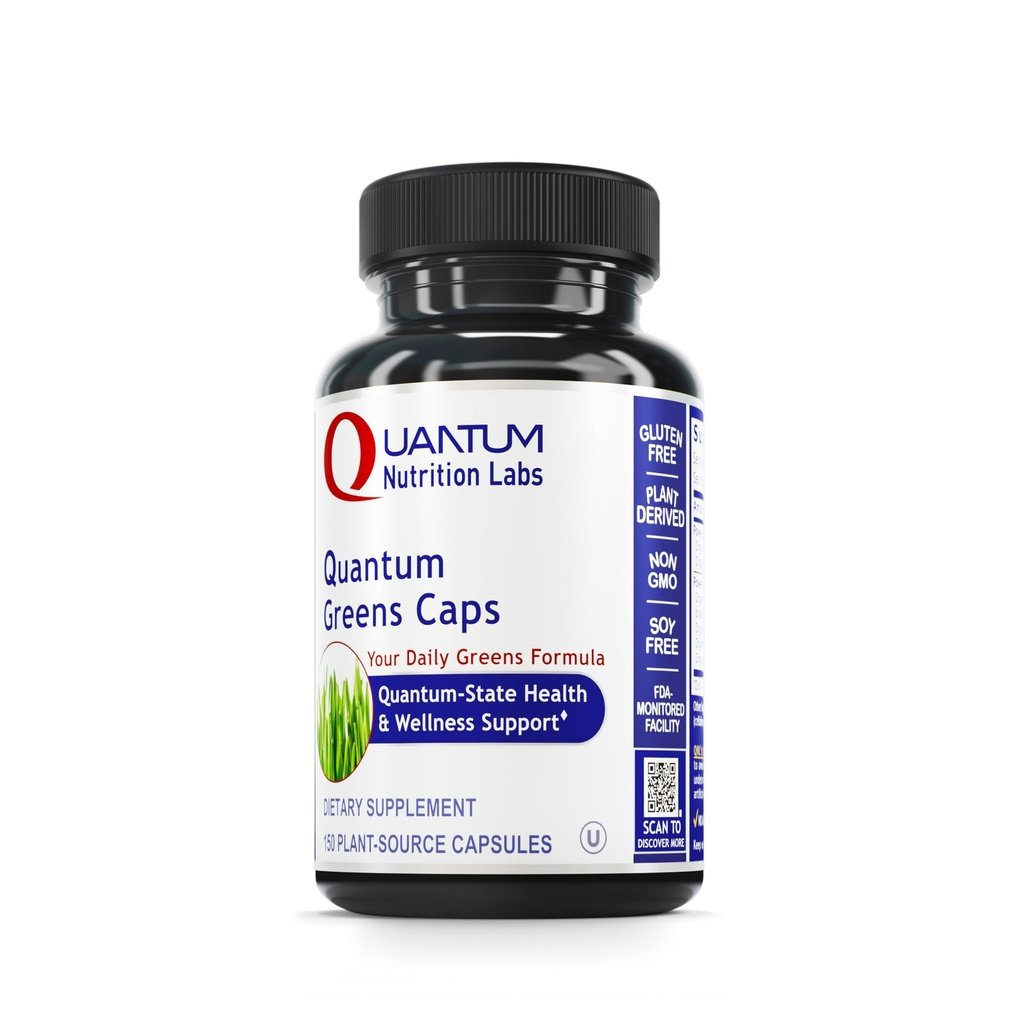 Quantum Nutrition Labs Greens Kapsule - Super Greens Kapsule, Zelené Doplnky, Superfood Blend od Wellness, Organic Veggie Pills s Kale, Leafy Greens, Alfalfa - 150 Vegetariánske Kapsule