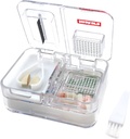 Travel Pill Box Medicína, Doplnky, Vitamín pilulky Organizátor denné použitie pilulky Prípad s pilulky Cutter Pill Crusher a Grinder (biela)