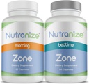 Nutranize Zone Twin-Pack Supplement System - Pharmacist-Designed Morning & Beedtime Capsules with Magnézium Glycinát, Vitamín D3, K2 MK7, Metylfolát, Chróm, Melatonín - 30 Day Supply (120 gróf)