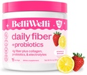 Belli Welli Fiber Supplement for Women&Men, Premium Daily Fiber Powder from Organic Acacia with Added Collagen, Electrolytes&Probiotiká, No Bloat, Zápcha&Gut Health Support (Jahodová limonáda)