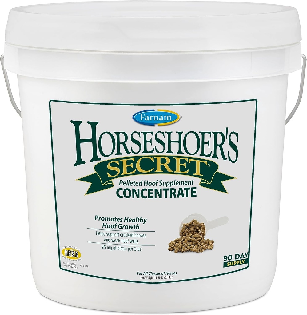 Farnam Horseshoer's Secret Pelleted Hoof Supplements Concentrat, Ekonomická formula s 25 mg. biotínu na 2 unca porcie, 11,25 lb, 90 dňová zásoba