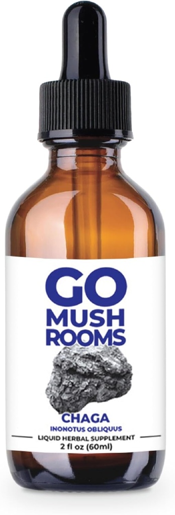 Chaga Mushroom Tinture Supplement - Nutrient Rich & Antioxidant Support - 2 fl oz (60 Servings)