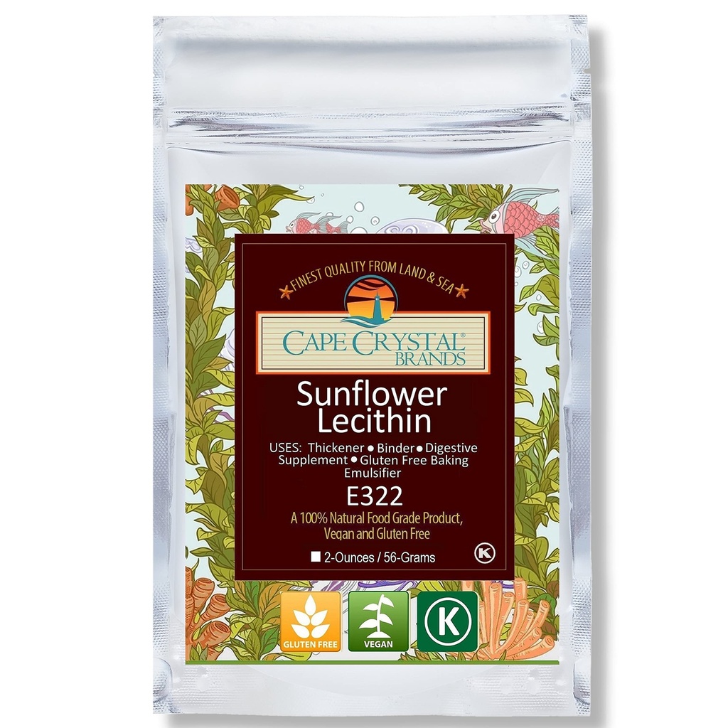 Cape Crystal Slnečnica Lecithin prášok 100% prírodné a lepok-free. Je to Vegan, Non-GMO alternatíva Soy Lecithin prášok (2-oz.)