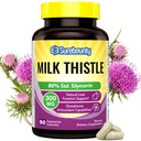 Milk Thitle, Concentrated Seed Extract, 80% Silymarin, Liver Support Clease Detox, Mastné pečeňové doplnky, Non-GMO, No Gluten & Soy, 90 Veggie Caps, 3 mesiace dodávky