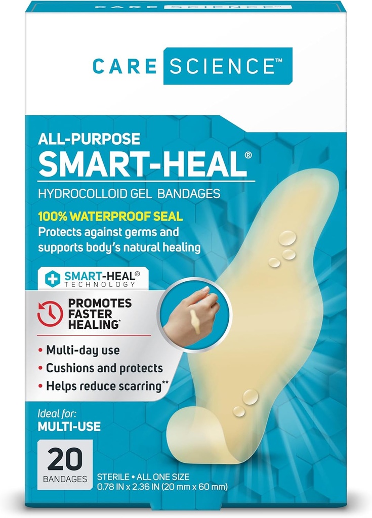 Starostlivosť Veda Inteligentné liečiť All-Purpose Hydrocolloid Gel Bandáže, 20 ct 