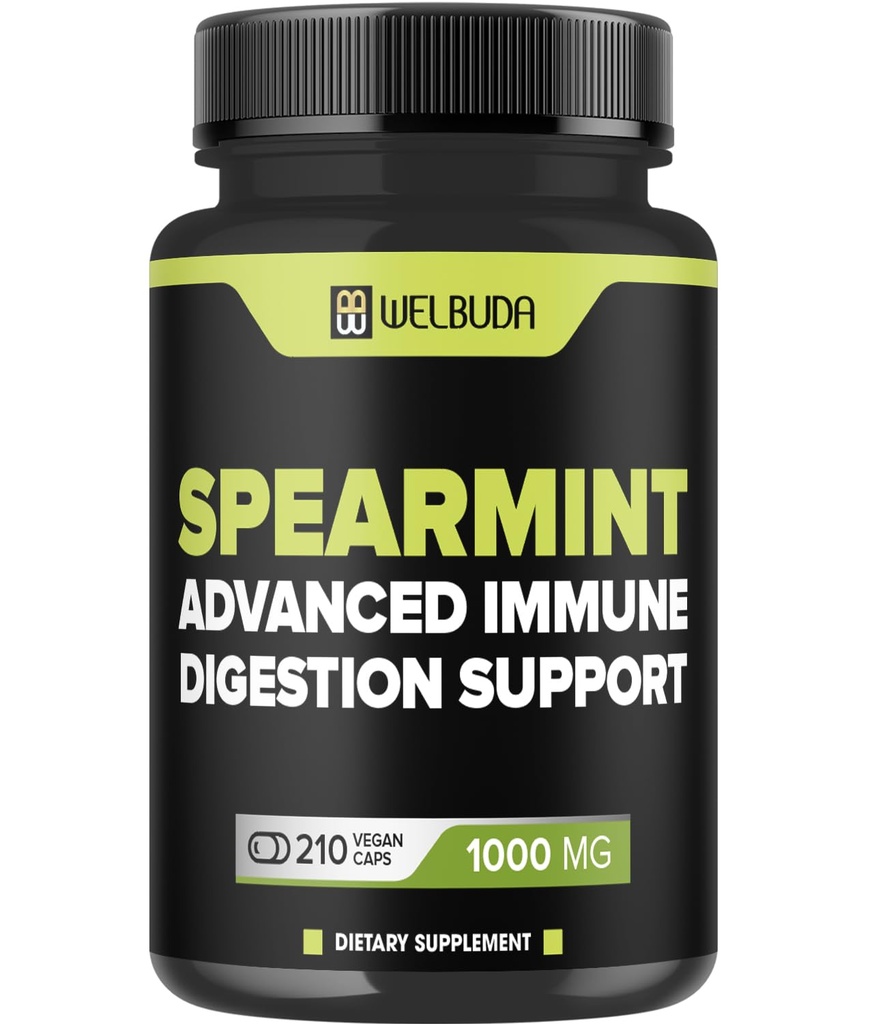 210 Kapsule - Spearmint Supplement with Olive Leaf, Ginger Root, Black Pepper & More - Kombinovaná formula pre Trvanlivosť zdravie, respiračné zdravie, imunita a pozitívna podpora nálady