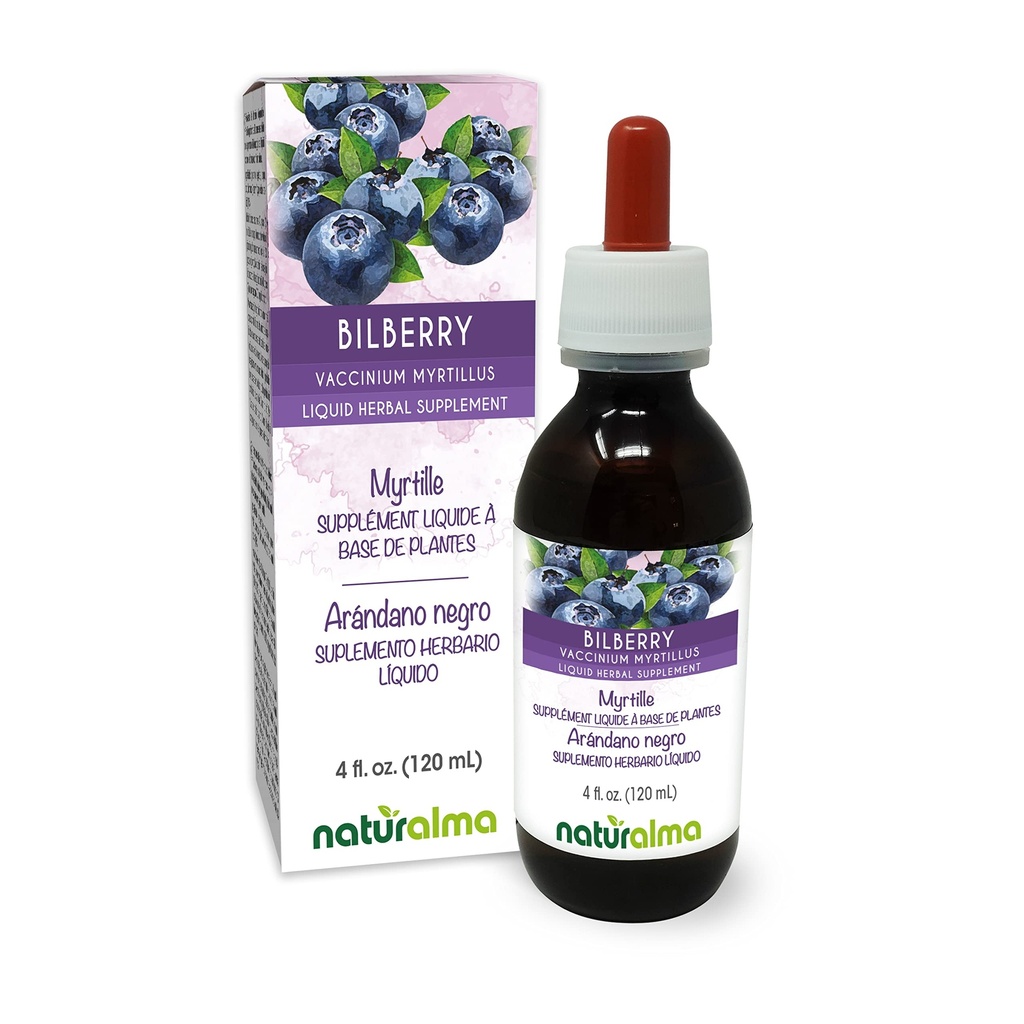 Naturalma čučoriedky alebo európskej čučoriedky (Vaccinium myrtillus) Ovocná bezalkoholová tinktúra - 4 fl oz tekutý extrakt v kvapkách - bylinné doplnky - Vegan