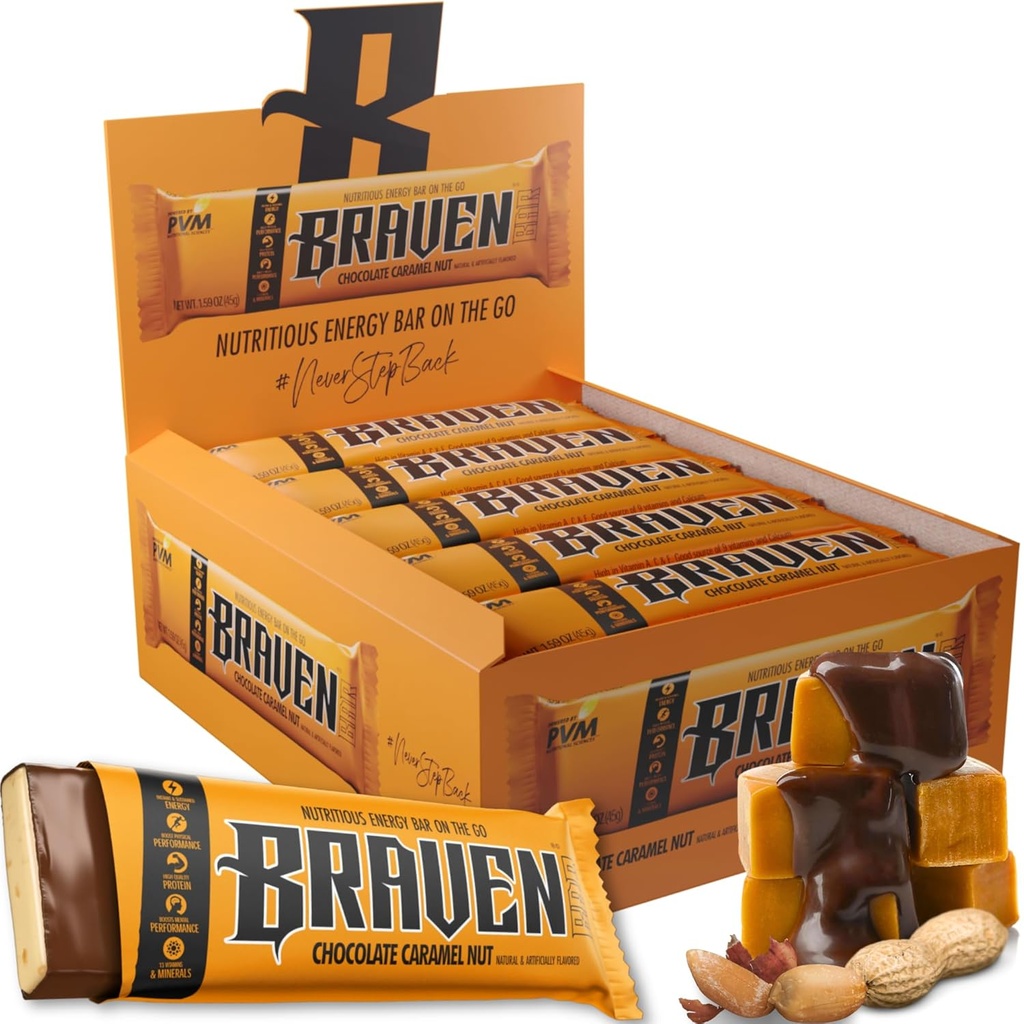 Braven Bar Čokoláda Karamel Nut Energy Bary (1.59 oz, Balenie 20) 