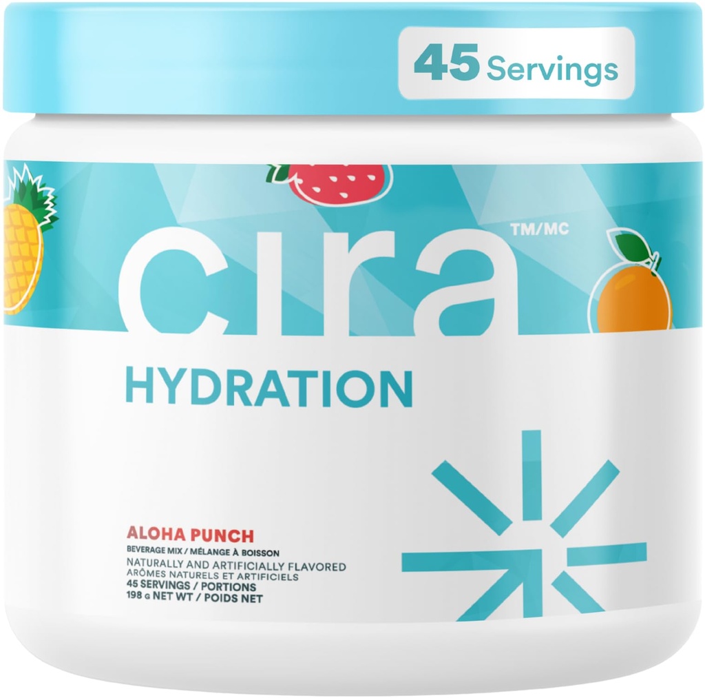 Cira hydratačný prášok (45 podáva) - Electrolyte nápoj Mix s himalájskou soľou na dehydratáciu úľavu a rekonvalescenciu - ovocie Punch