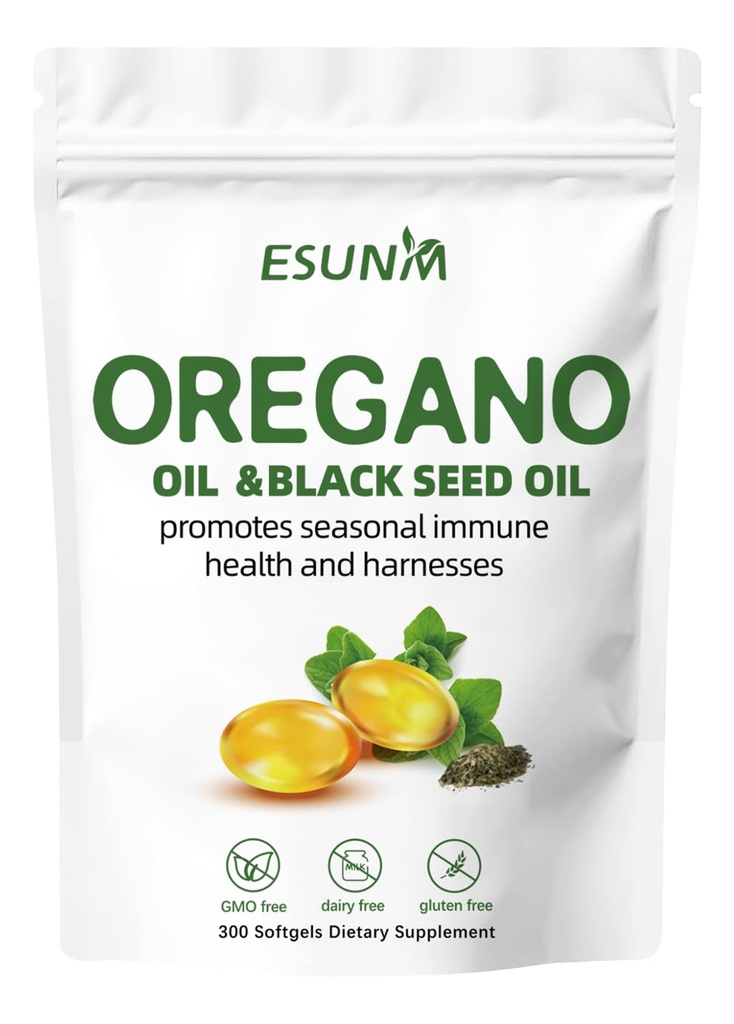 Oregano Softgels, Oregano olej s olejom z čiernych semien podporuje sezónne imunitné zdravie a Harnesses, Oregano olej doplnok kapsule, non-GMO, lepidlo zadarmo, 300 Softgel kapsule diétne doplnok