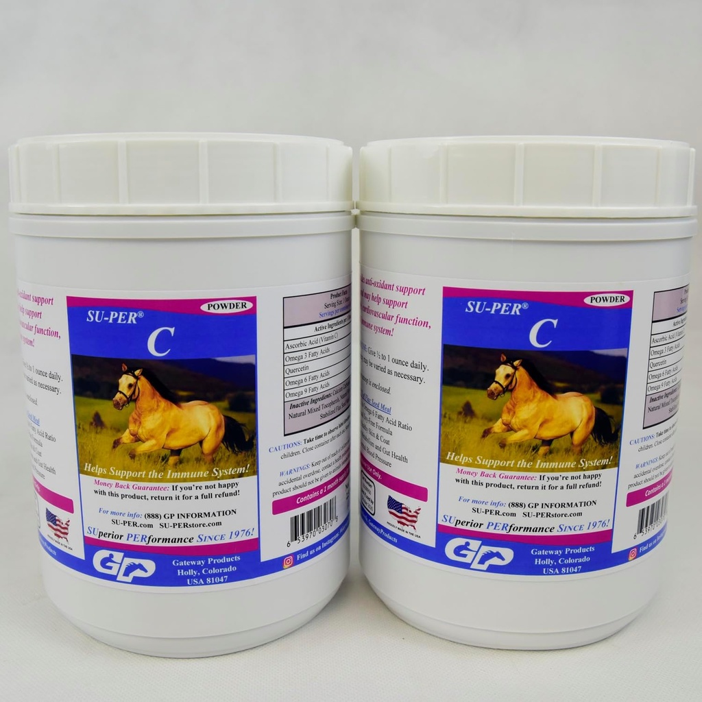 SU-PER C vitamín C pre kone - Konské antioxidanty a imunitná podpora doplnok - Konské vitamíny a minerály doplnok - 2,5 libra, (2 balenia)