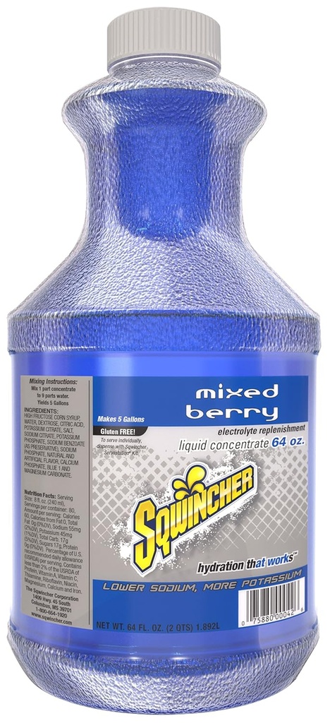 Sqwincher 030320-MB Liquid Concentration, 5 Gallon Yield, Blue, Standard (Pack of 6)