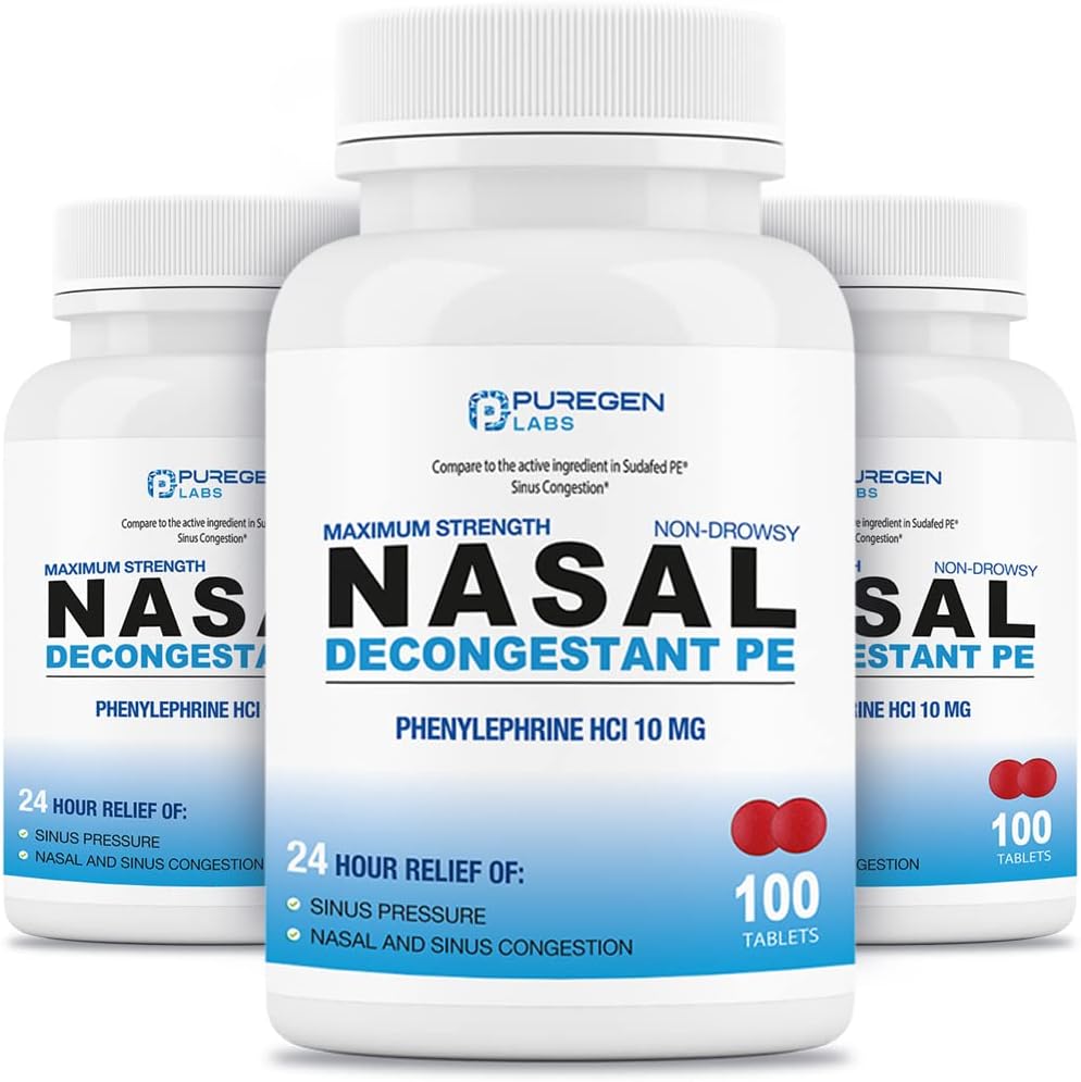 Puregen Labs Nosal Dekongestant PE 3 balenie - 300 tabliet celkom 