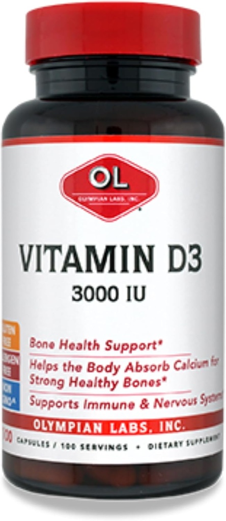 Olympian Labs Vitamín D3 3000 Iu 100 kapsuly podporujúce silné kosti