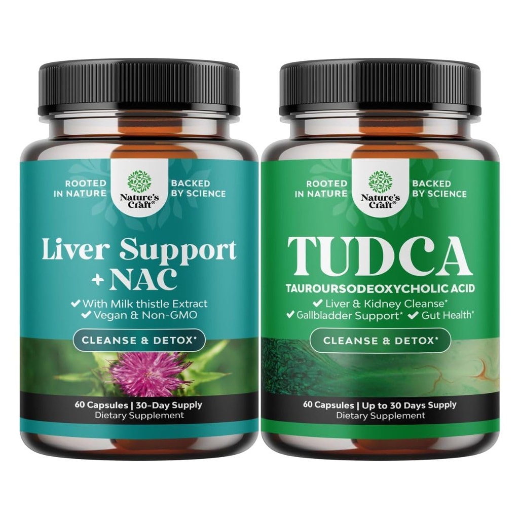 Bundle of Liver Support Supplement with NAC for Pečeň Cleanse and Advanced Bile Salt TUDCA Supplement for Gallbladder Oblička a podpora pečene