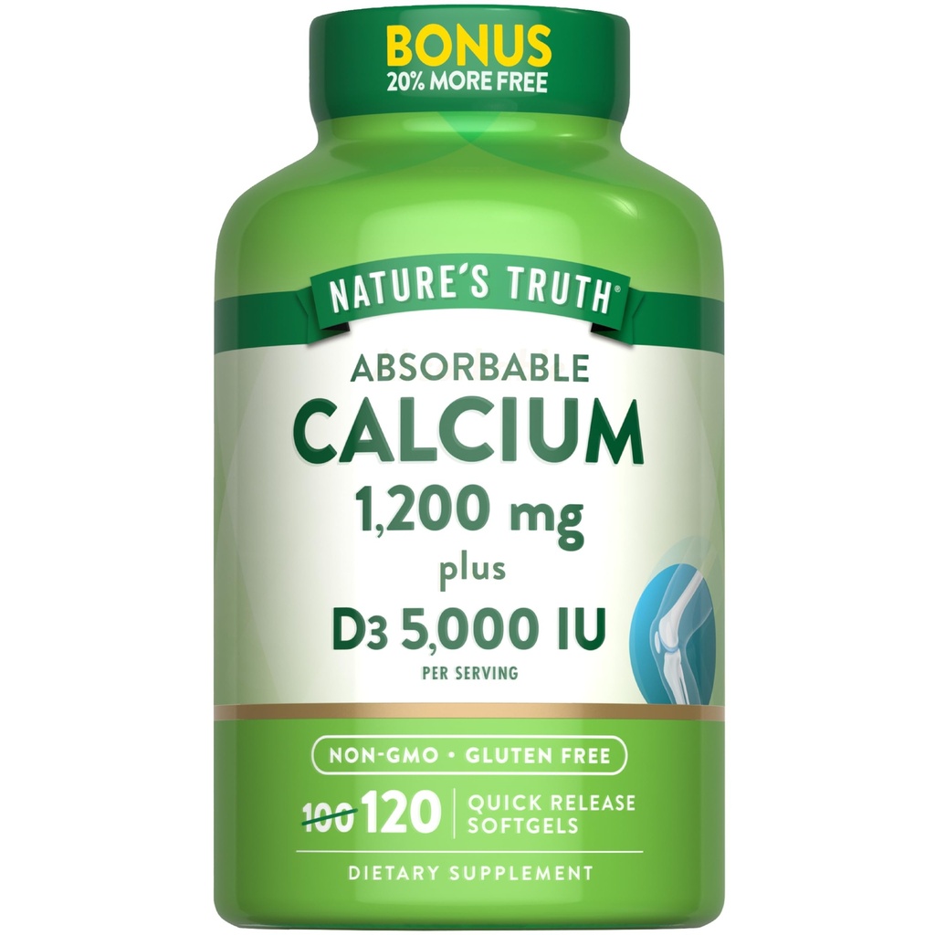 Prírodná pravda Absorbovateľný vápnik 1200 mg s vitamínom D3 5000 IU 