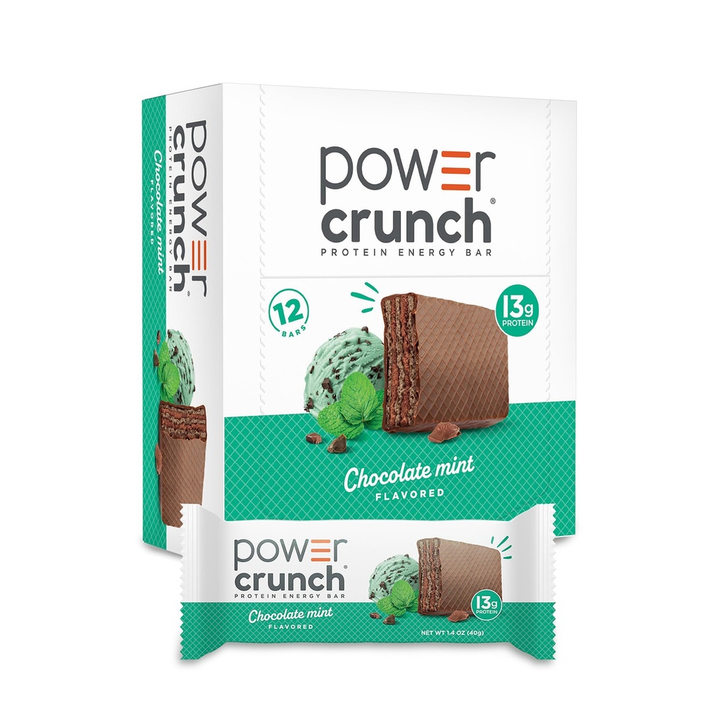 Power Crunch Protein Wafer Bary, Vysoké Bielkoviny Snacks s lahodnou chuťou, Čokoládová mincovňa, 1.4 Ounce (12 Počet)