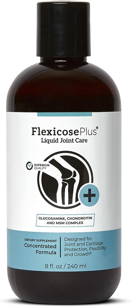 Flexicose Plus - Liquid Joint Care - 8 fl oz - Advanced Joint Suplement with Glucosamine, Chondroitín & MSM Complex Joint Care for Men and Women
