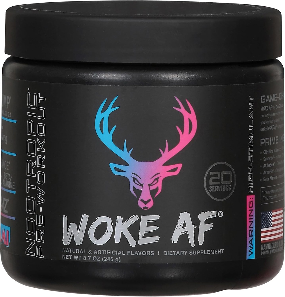 Wake Af Backed Up Pred-Workout Powder, Zvýšená energia, Miami, 333mg kofeín, 20 Servírovanie