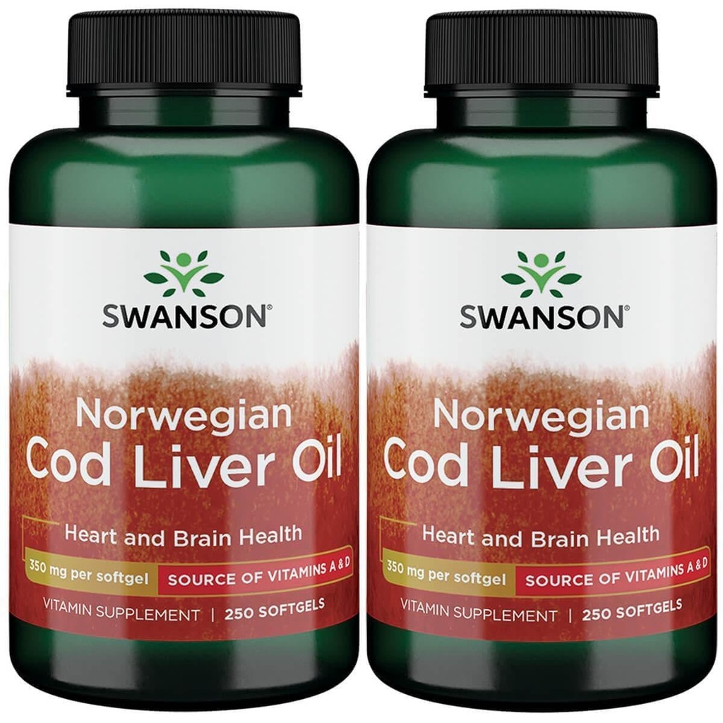 Swanson Cod Liver Oil 1250 Iu A/135 Iu D 250 Sgels (2 balenia)