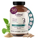Organické tabletky Mood - 60 Kapsule Organické Ashwagandha Doplnky pre ženy a mužov, Ashwagandha Root Kapsule s Cordyceps, Holy Basil & Rhodiola, Znížiť stres, Boosts Mood a kognitívne funkcie