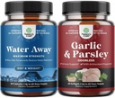 Bundle of Water Away Fluid Retention with Dandelion Leaf Extract & Green Tea for Bloating Relief and Concentrated Odorless Cesnak Softgels - Petržlen Extract & Aged Cesnak Doplnky pre podporu Gut