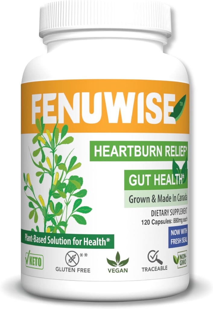 Natural Fenugreek Fiber Capsule Supplement od Acid Relief - Premium Vegan Dietary Supplement Supporting Digestive Health, 120 Count