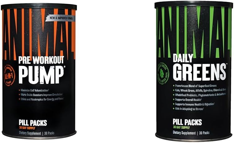 Živočíšna pumpa Preworkout Greens Greens, Probiotiká a Trávenie Doplnok 30 Počet Bundle