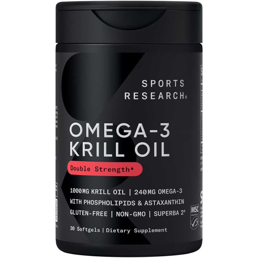 Športový výskum Krill Oil Supplement with EPA & DHA Omega 3, Fosfolipidy a astaxantín z Antarktídy Krill - Highest Concentration of Krill Oil for Men & Women - 1000mg, 30 Softgel Capsules