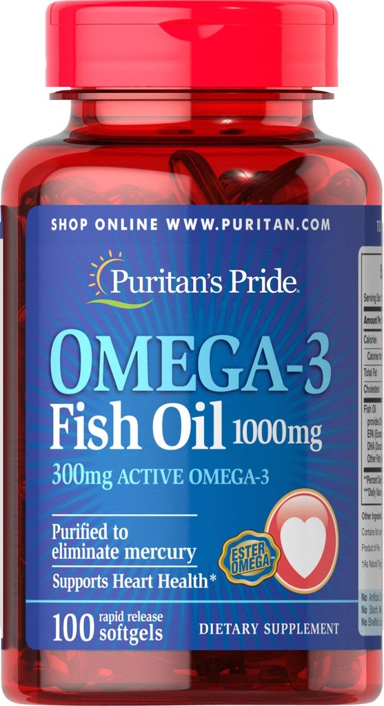 Puritáni Pride Omega-3 Fish Oil 1000 Mg, 100 Počet