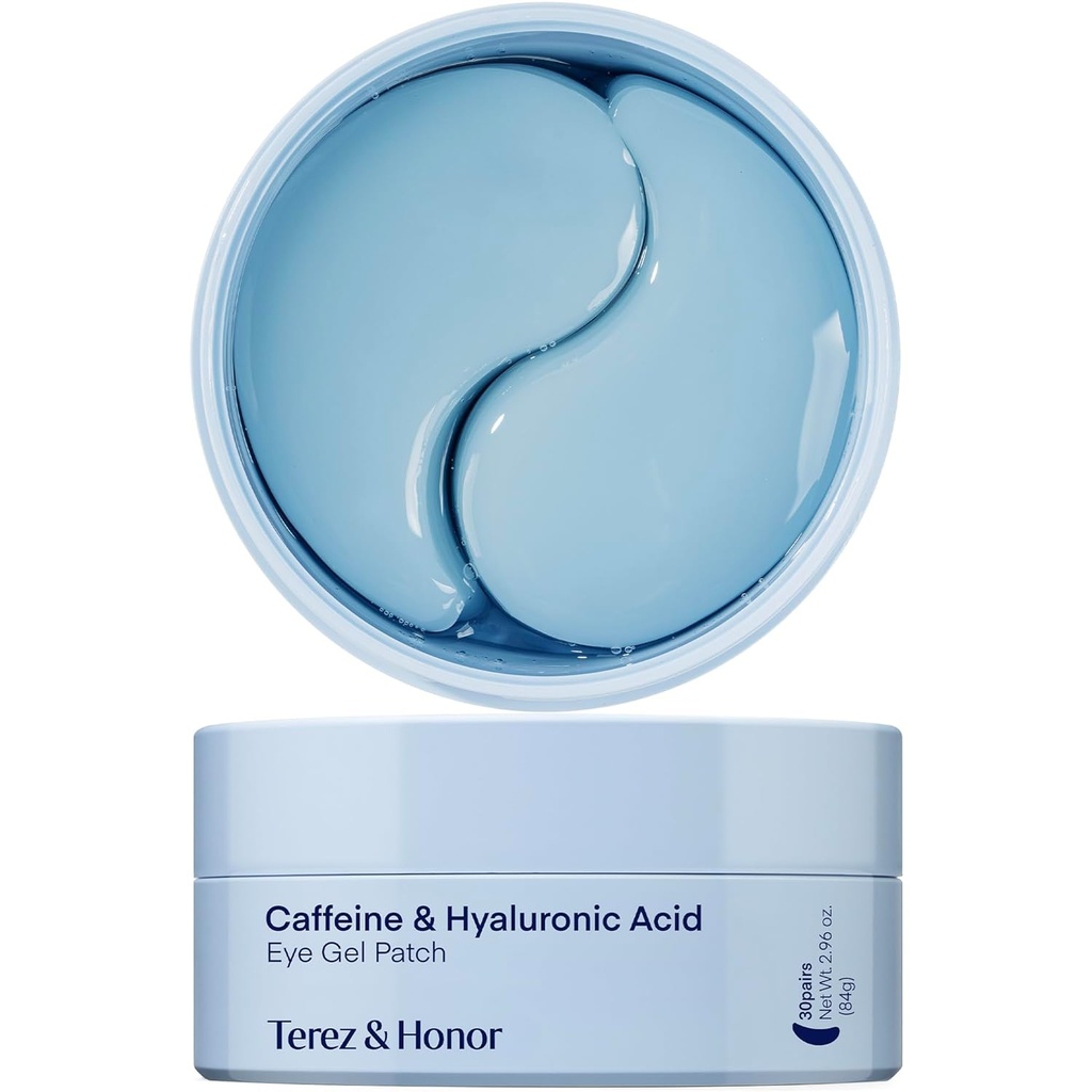 Terez & HONOR pod očami záplaty pre tmavé kruhy - 60 kórejské hydrogélové masky pre nadutie, tašky s kofeínom, kyselina hyalurónová, nicínamid - Undereye Brightening, Hydrating, Anti-Vráska a chladenie
