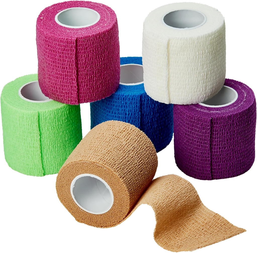 MEDca Self Adherentné Cohesion Wrap Bandáže 2 palce X 5 Yards 6 Počet, (Rainbow Farba)