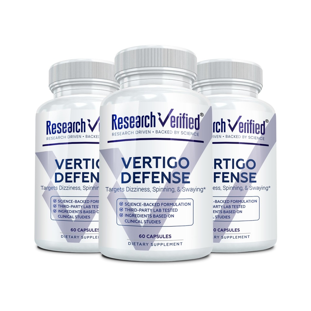 Výskum Overené Vertigo Defense - Upokojiť príznaky a podporu vnútorné rovnováhy ucha - vitamín D3, Ginger, Ginkgo Biloba, BioPerine - 180 Kapsule