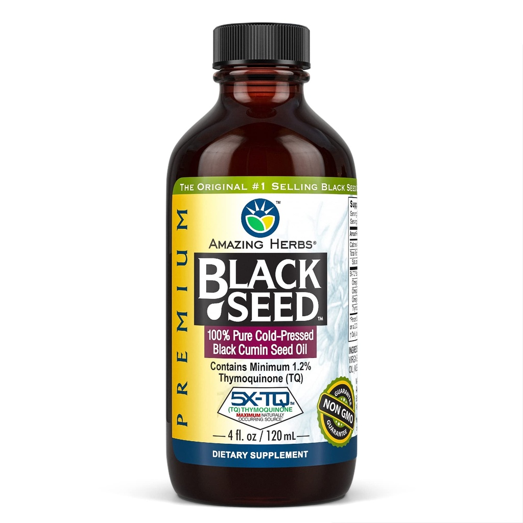 Amazing byliny Premium Black Seed Oil - Gluten Free, Non GMO, Cold Pressed Nigella Sativa Aids in Digestive Health, Immune Support, Brain Function - 4 Fl Oz