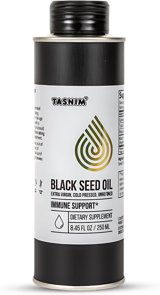 100% Etiópsky BlackSeed Oil 8.45 Oz - Cold Pressed Black Seed Oil for Immunetic Support, High Potency 5,7% - 21% Thymochinón Koža, vlasy a Overll Health - Nerafinovaný čierny rascový olej - bez lepku