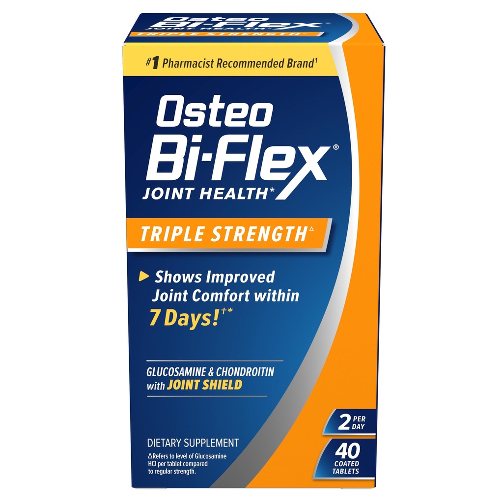 Osteo Bi- Flex Triple sila [5], Glukozamín Chondroitín s vitamínom C spoločné zdravotné doplnky, obalené tablety, 40 Počet