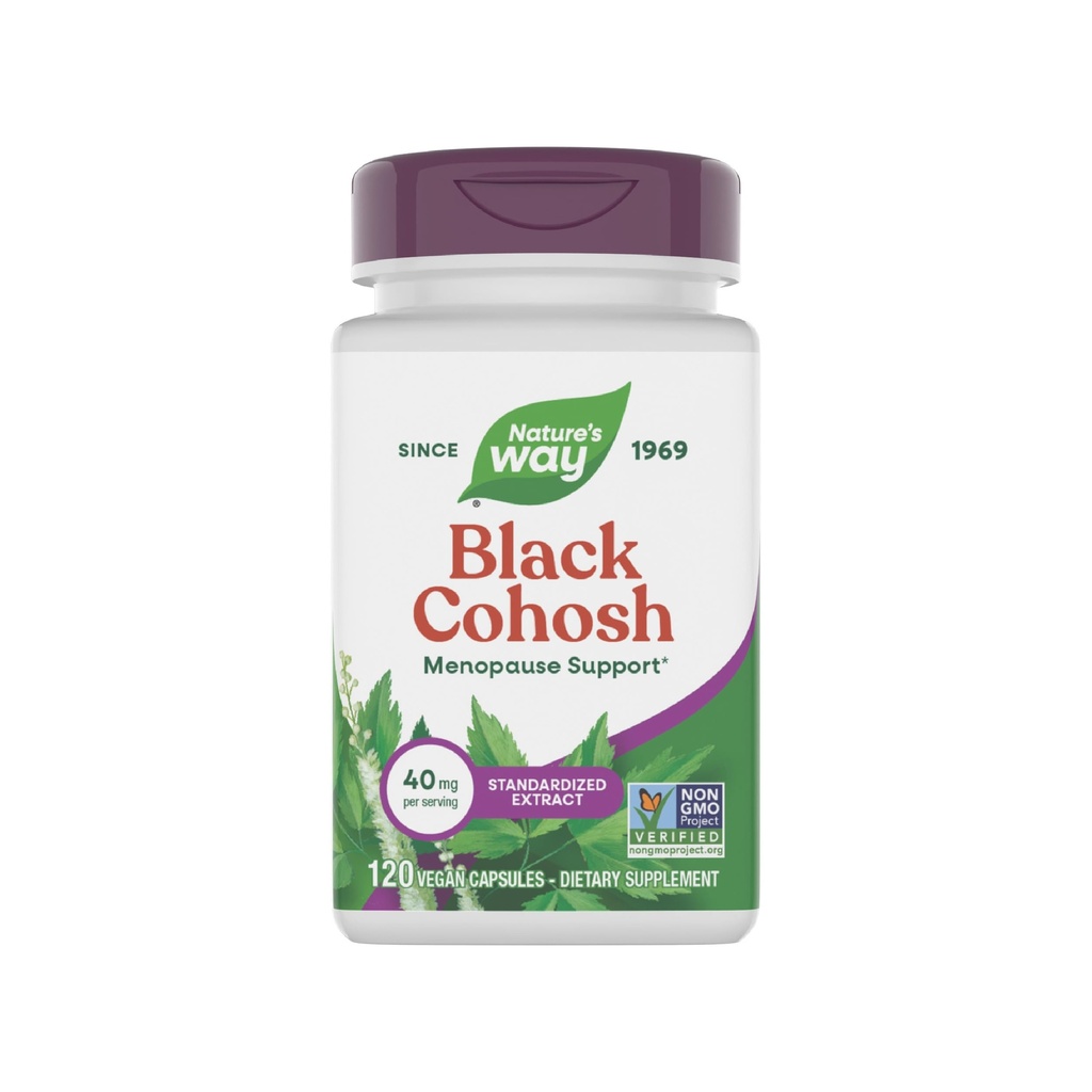 Nature's Way Premium Black Cohosh, Menopauza Podpora pre ženy*, 40 mg v porcii, 120 Vegánskych kapsúl