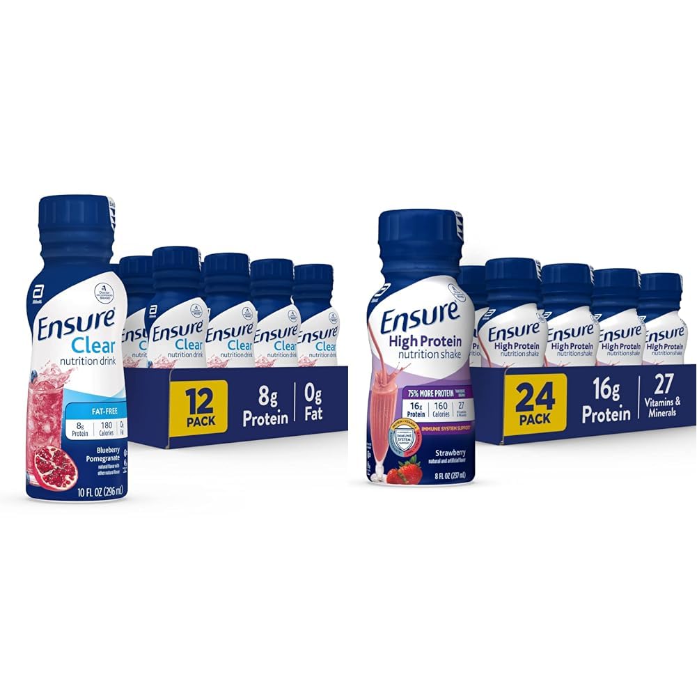 Uistite sa, Tekuté Clear Nutrition Drink, 0g tuku, 8g bielkovín, čučoriedkové granátové jablko, 10 Fl Oz (Pack of 12), Fľaša, bezlepkové a zabezpečiť vysoký obsah bielkovín Jahodová výživa Shake, 24 balenia