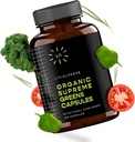 Organic Super Greens Superfood Capsule, Nutritional Supplement for Gut Health, Immune Support, Digestion, Energy, and More (Non-GMO, Keto, Vegan) 180 Kapsule, 1 balenie