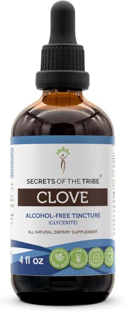 Tajomstvá Tinktúry klinčeka klinčeka tekutého extraktu bez obsahu alkoholu, klinček (Syzygium Aromaticum) sušený kvetinové puky (4 FL OZ)