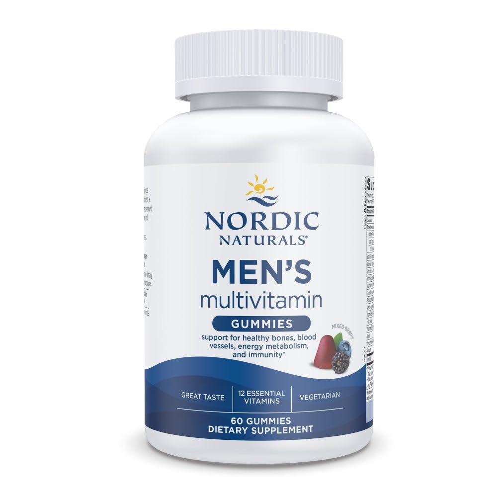 Nordic Naturals Mužské multivitamínové Gumies, zmiešané Berry - 60 Gummy - Podpora pre zdravé kosti, krvné cievy, energia a imunita - Non-GMO, Vegetarián - 30 Služobné