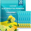 Elektrolyty Powder Pakety,30 Sticks Hydratačné pakety Cukor Bez cukru, Electrolyte Nápoj Mix Prenosné Elektrolytové Pakety na rýchlu hydratáciu, 0 Cukor a 0 Kalórie, Citrónová príchuť