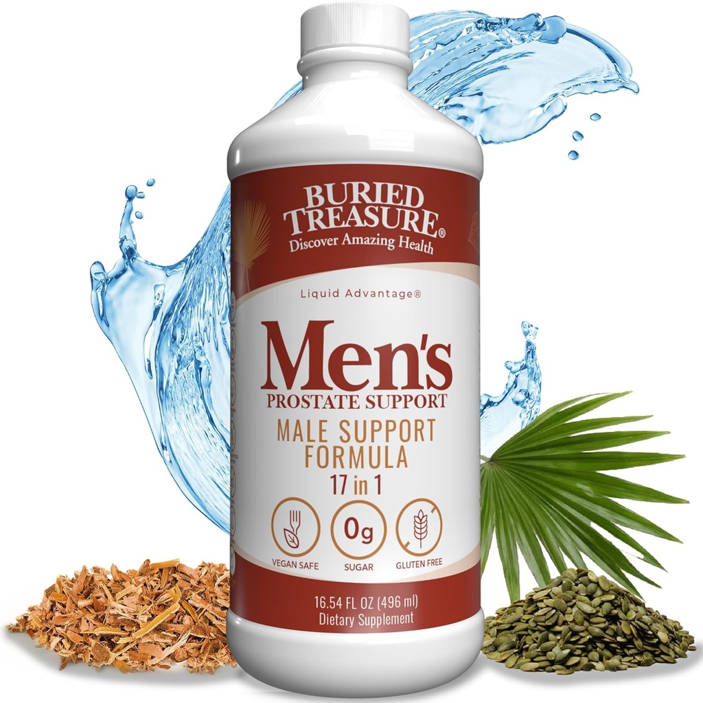 Buried Treasure: Men's Prostate Complete - Natural Herbal Formula Supplement w/ Saw Palmetto, Pygeum Bark, & Stine Nettles to Support Healthy Urinary & Prostate Function - 16 oz