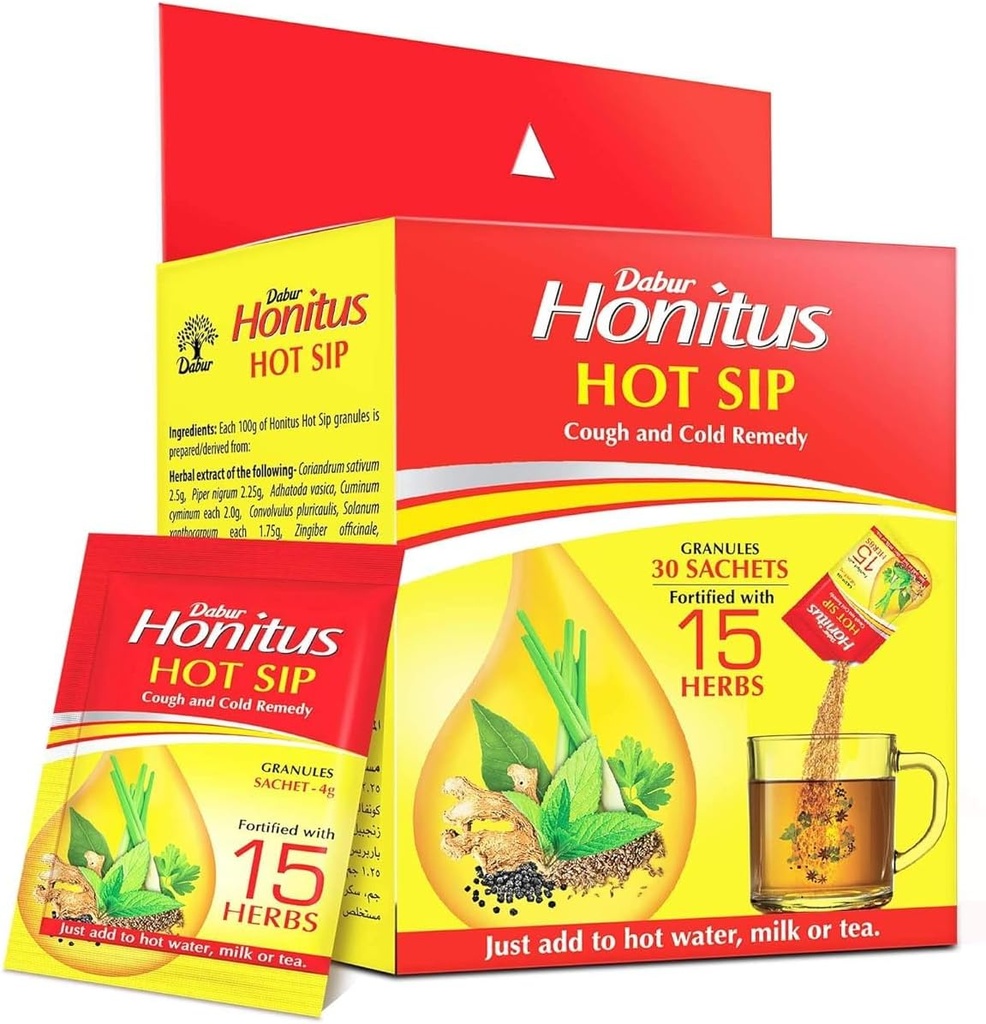 OTAA Honitus Hot Sip, Medication, 30 vrecko (4g x 30), Ayurvedic Kadha, okamžitá úľava od kaše, Cold, Sore Throat, Natural Imunity Booster, jedinečný zmes 15 bylín balenia 15