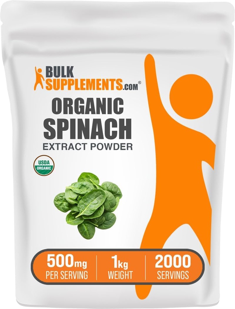 BulkSupplements.com Organický špenát extrakt prášok - organický špenát prášok z listového extraktu, bylinné doplnky - bez lepku, 500 mg na porciu, 1 kg (2,2 lbs) (Pack of 1)