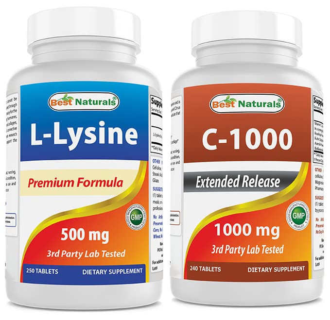 Najlepšie prírodné L-lyzín 500 mg & vitamín C 1000 mg