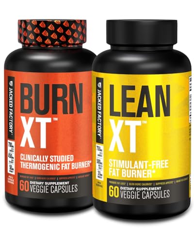 Jacked Factory spáliť XT termogénna spaľovač tukov a Lean XT kofeín zadarmo chudnutie doplnok